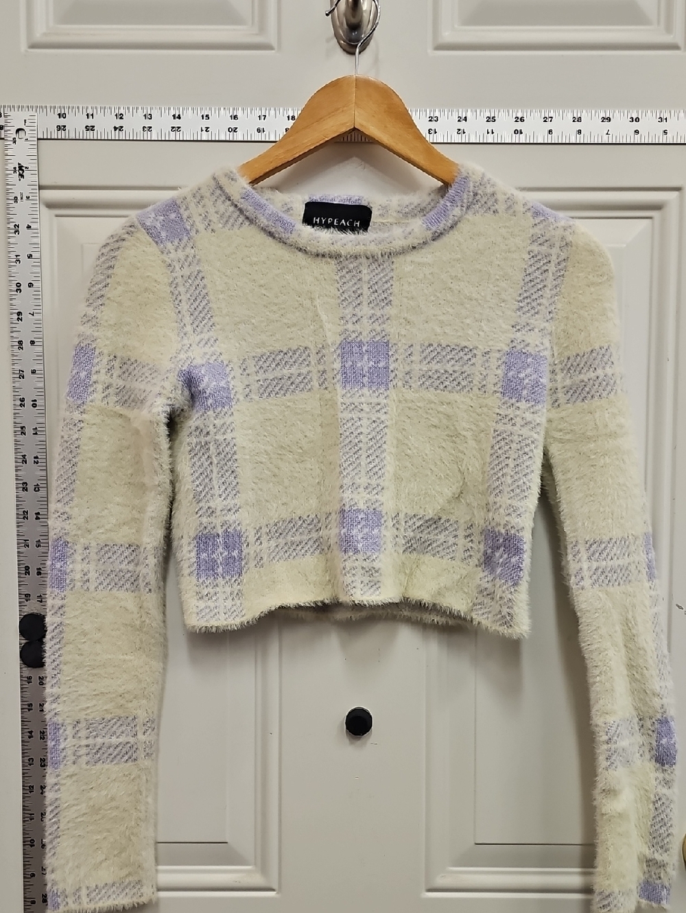 Cropped, Soft, Stretchy, Plaid, Preppy, School, Long Sleeve, Cozy, Warm, Winter